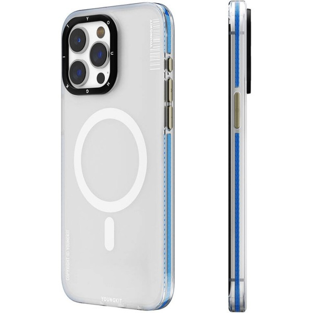 YoungKit YoungKit iPhone 15 Pro Max Kılıf Magsafe Şarj Özellikli Youngkit Jiansha Serisi Kapak Mavi Cep Telefonu Kılıfı Fiyatı