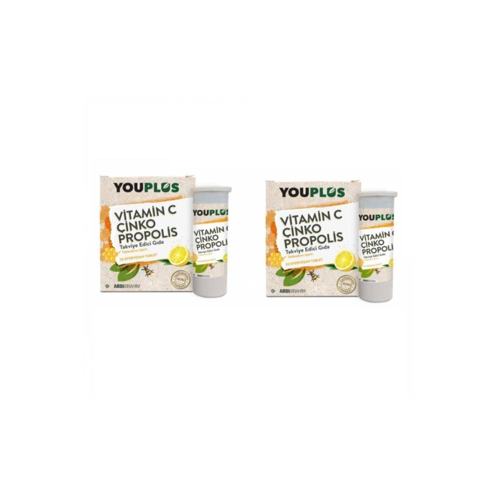 Youplus Vitamin C Çinko Propolis 20 Efervesan Tablet - Takviye Edici Gıda (2 ADET) Sağlık / Diyet Fiyatı