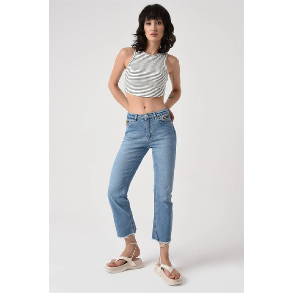 Your Name Collection Kadın Straight Pis Paça Dikişli Jean Bayan Jeans / Kot Pantolon Fiyatı