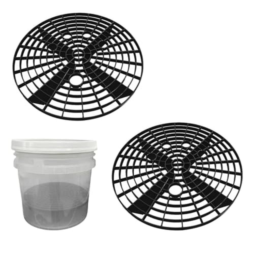 Yourkar Car Wash Bucket Inserts - 2 PCS Plastic Grit Trap for Vehicle Detailing, Auto Dirt Collectors, Fits 12 Inch Diameter Bucket, Universal Car Accessories (Black)