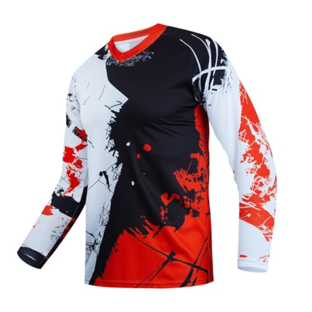 Youth Dirt Bike Jersey, Mountain Bicycle Cycling Shirt Kids for Motorcycle Motocross BMX Moto Mx Riding Workout Offroad Scooter Off Roading Downhill Racing Powersports,Red YM