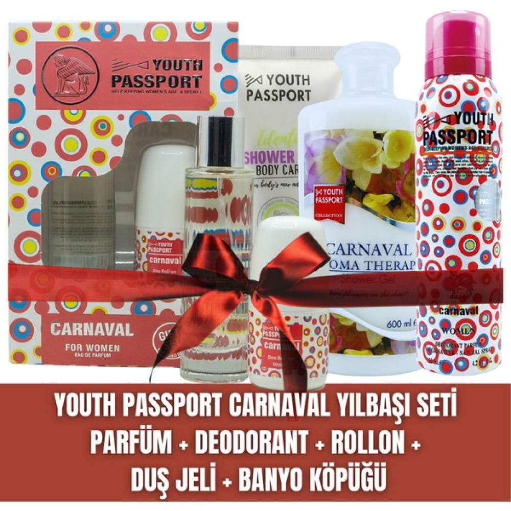 Youth Passport Carnaval Kadın Yılbaşı Seti | Parfüm + Deodorant + Rollon + Duş Jeli + Banyo Köpüğü Oto Boyaları Fiyatı
