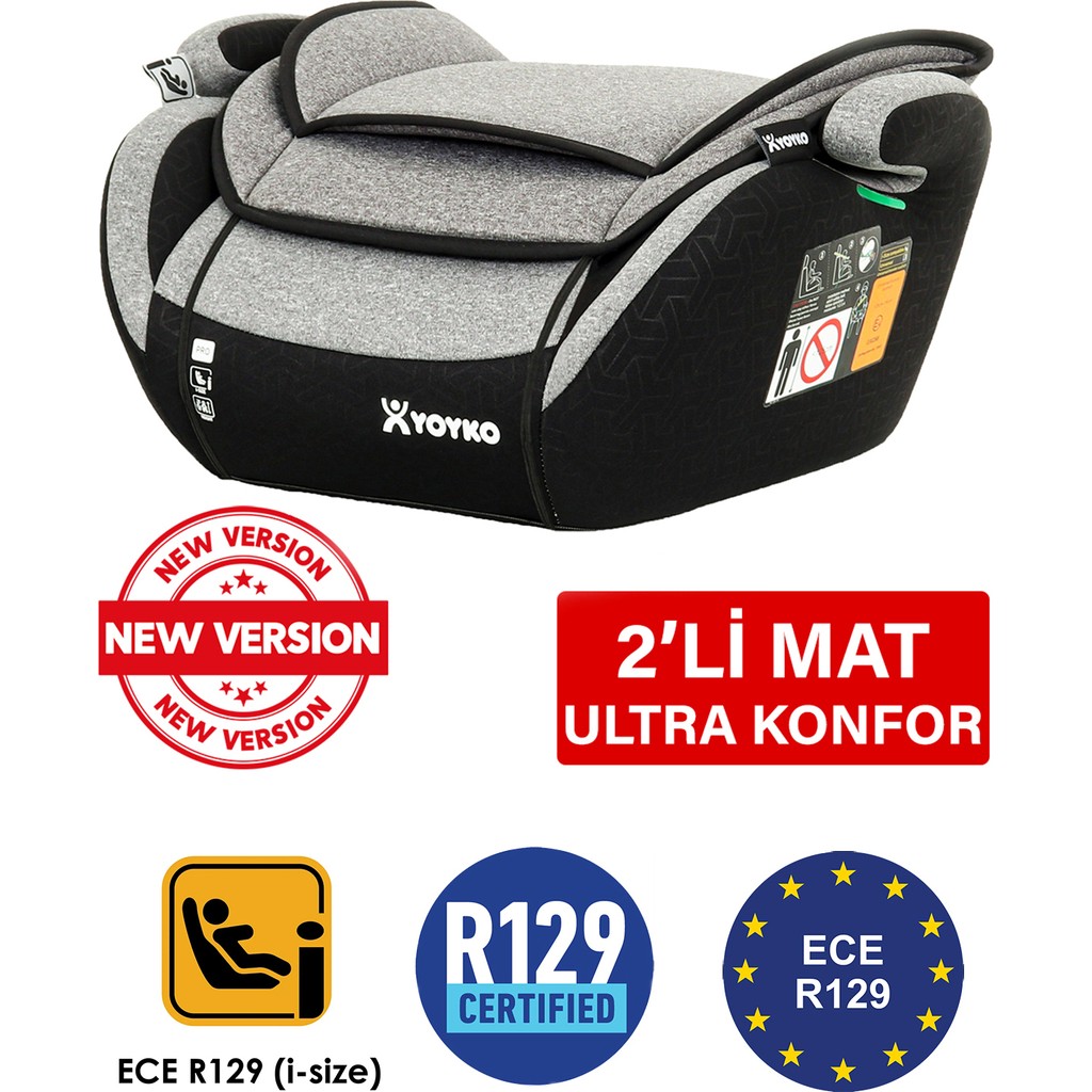 Yoyko 15-36 kg Oto Koltuğu Yükseltici I-Size Premium Booster Gri ISOFIX YOKTUR Bebek Oto Koltuğu Fiyatı