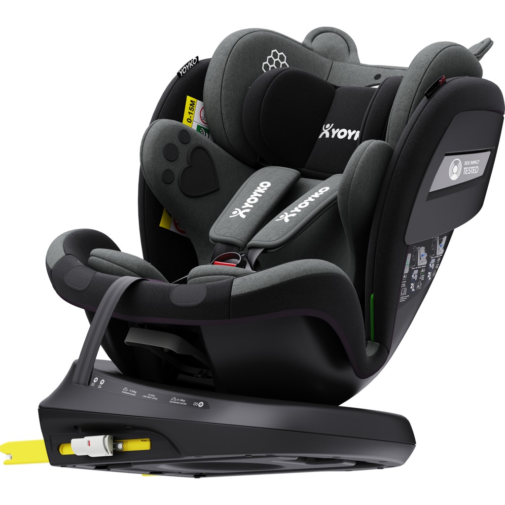 Yoyko Bear 360 Derece Dönebilir Yatabilir 0-36 kg Isofixli Oto Koltuğu Gri Bebek Oto Koltuğu Fiyatı