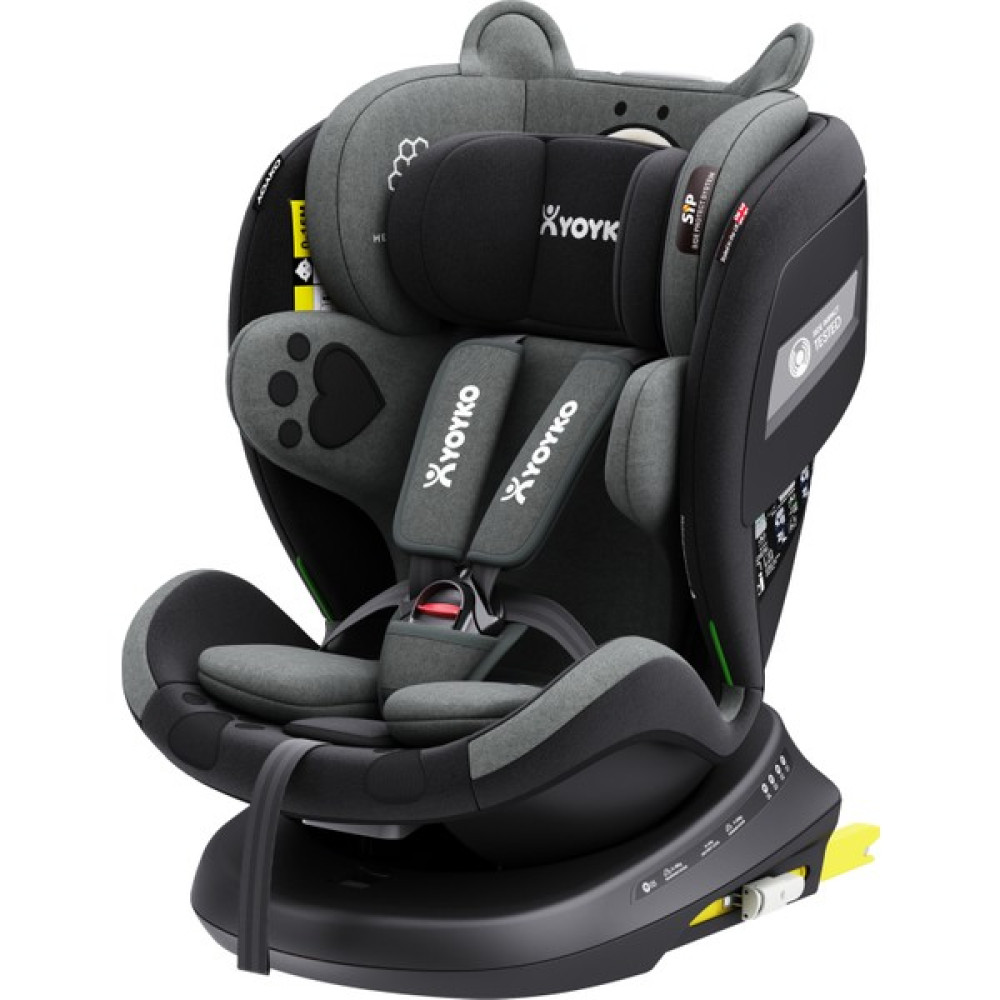 Yoyko Bear 360 ° Dönebilir Yatabilir i-Size 0-36 Kg Oto Koltuğu ISOFIX/SIP/LATCH - Gri Bebek Oto Koltuğu Fiyatı