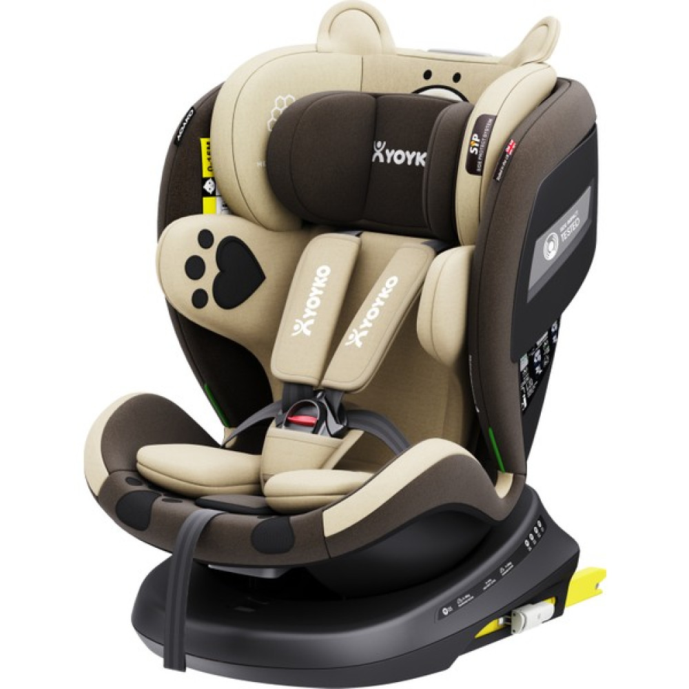 Yoyko Bear 360 ° Dönebilir Yatabilir i-Size 0-36 Kg Oto Koltuğu ISOFIX/SIP/LATCH - Kahverengi Bebek Oto Koltuğu Fiyatı
