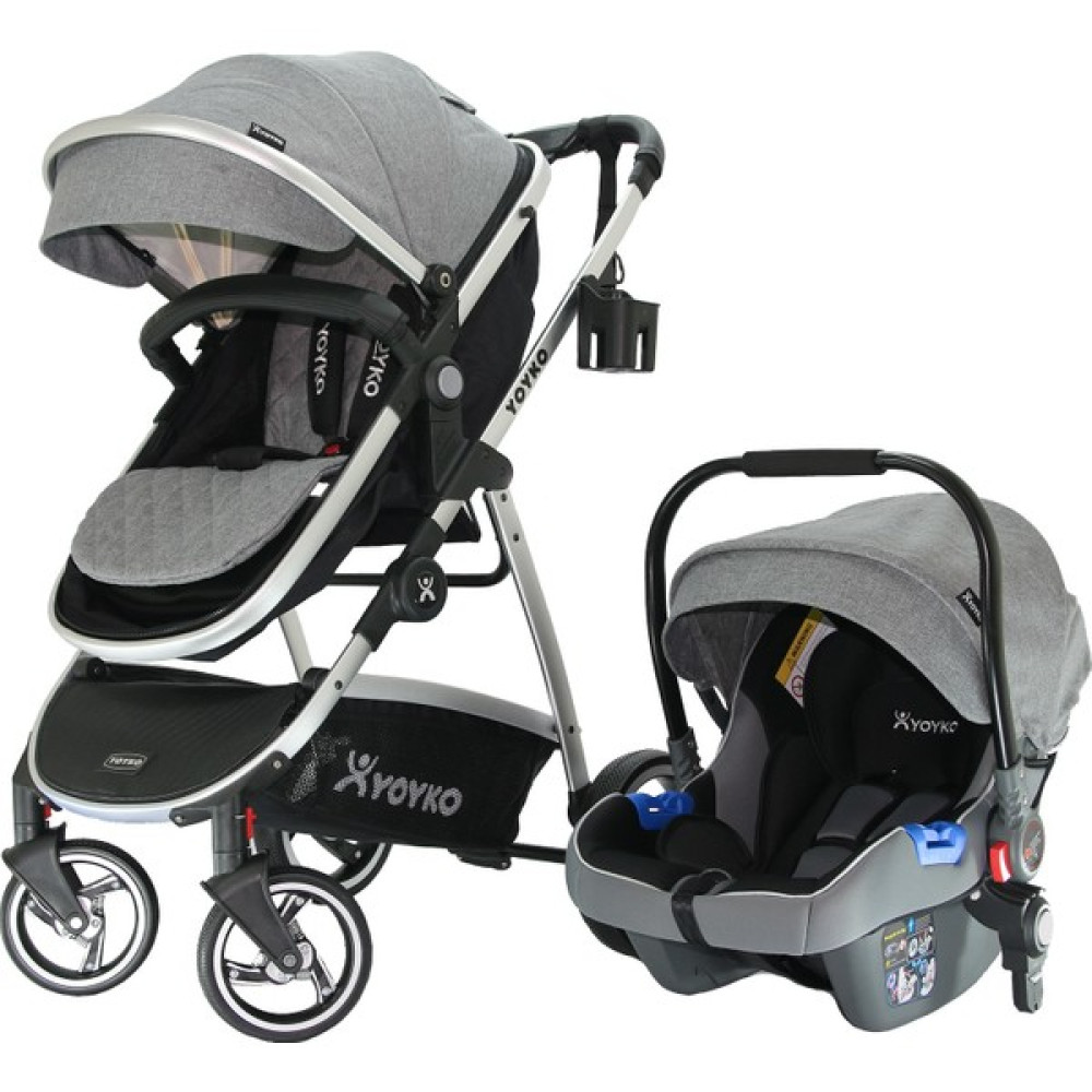 Yoyko City Seyahat Sistem Bebek Arabası 3 İn 1 Gri Silver Bebek Arabası-Puset Aksesuarları Fiyatı