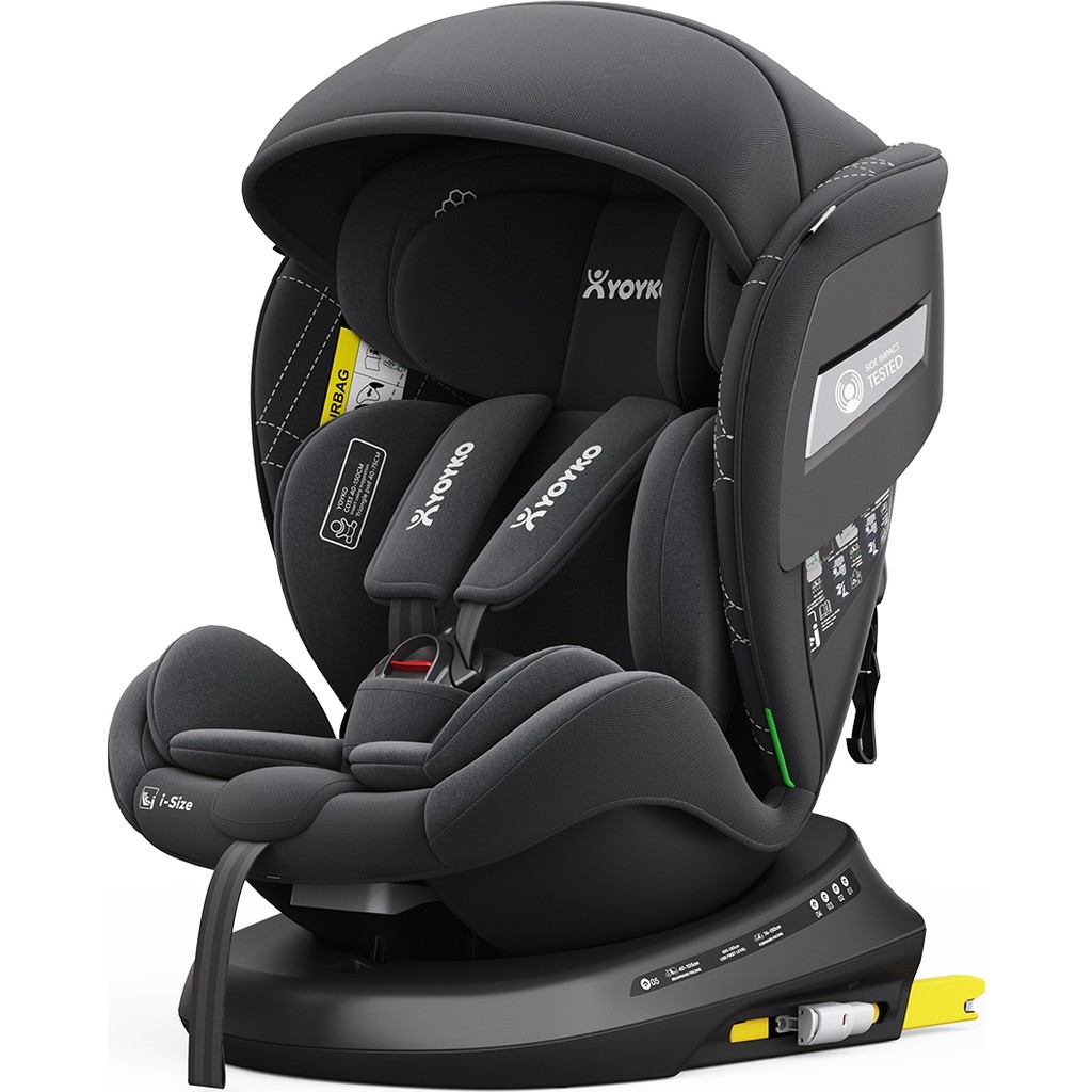 Yoyko Rich Alarmlı 360° Dönebilir Yatabilir 90° Kilitlenir I-Size 0-36 kg Oto Koltuğu Isofıx/sıp/latch Siyah Bebek Oto Koltuğu Fiyatı