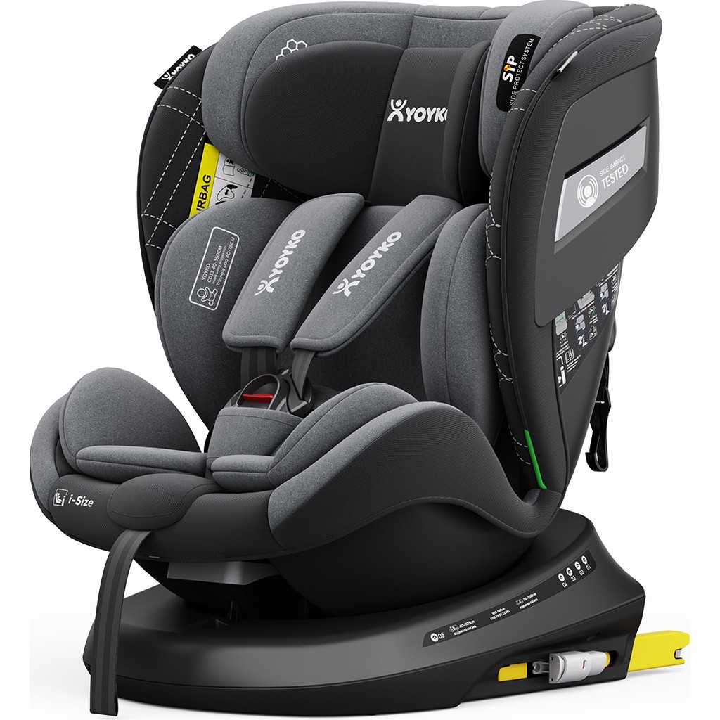Yoyko Rich I-Size Alarmlı 360° Dönebilir Yatabilir 0-36 kg Oto Koltuğu Isofıx/sıp/latch Gri Bebek Oto Koltuğu Fiyatı