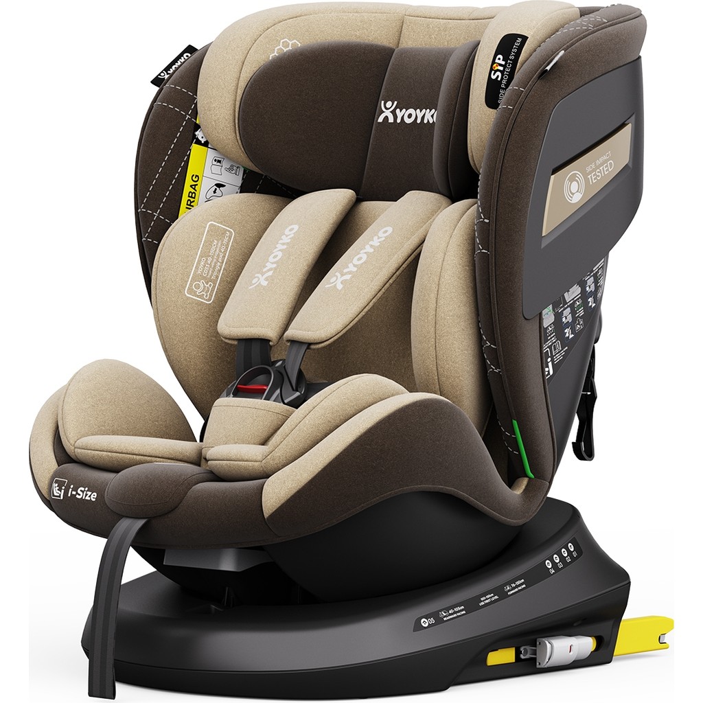 Yoyko Rich I-Size Alarmlı 360° Dönebilir Yatabilir 0-36 kg Oto Koltuğu Isofıx/sıp/latch Kahverengi Bebek Oto Koltuğu Fiyatı