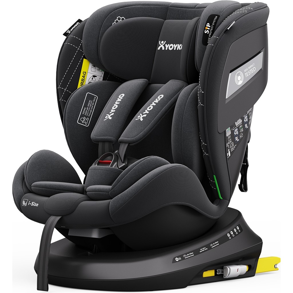 Yoyko Rich I-Size Alarmlı 360° Dönebilir Yatabilir 0-36 kg Oto Koltuğu Isofıx/sıp/latch Siyah Bebek Oto Koltuğu Fiyatı
