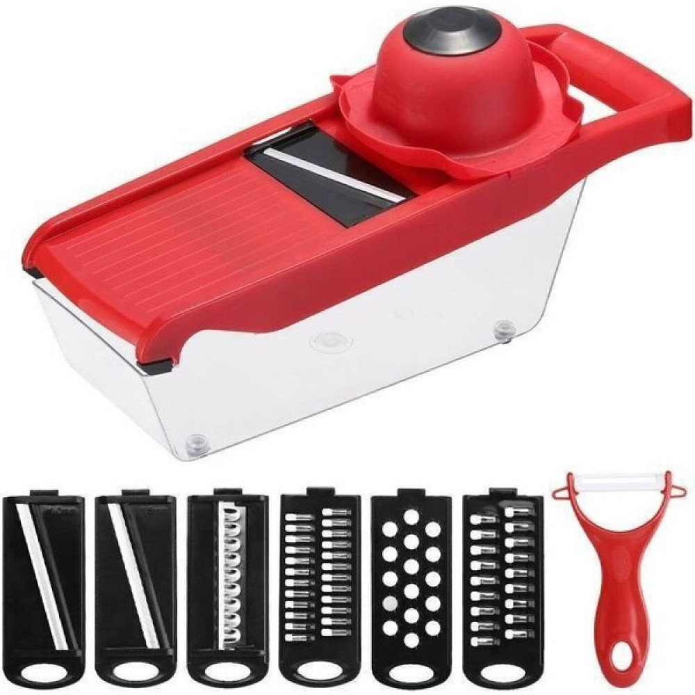 YQ Three Beans 6 In 1 Blade Mandoline Dilimleme Gıda Kesici Meyve Sebze Kıyıcı Rende Soyucu - (Yurt Dışından) - Açık Kırmızı Mutfak Gereçleri Fiyatı