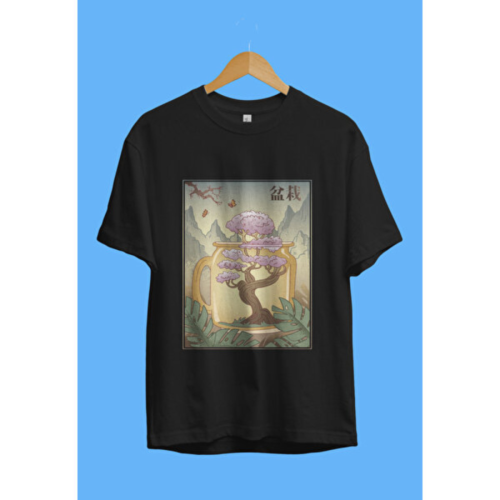 YQYQ Oversize Sakura Agacı Doga Temalı Tasarım Baskılı Tişört Bayan T-shirt Fiyatı