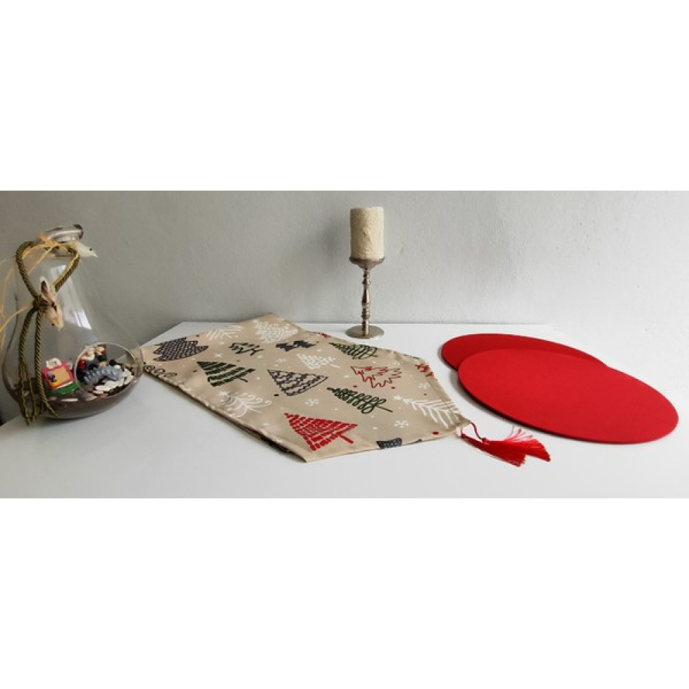 YS Home Tekstil Amerikan Servis Runner ve 2li Supla Takımı Kırmızı - 40 x 142 cm Amerikan Servis Fiyatı