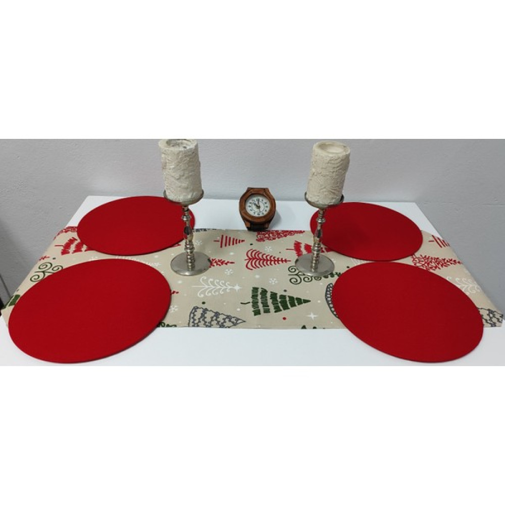 YS Home Tekstil Amerikan Servis Runner ve 4lü Supla Takımı Kırmızı - 40 x 142 cm Amerikan Servis Fiyatı