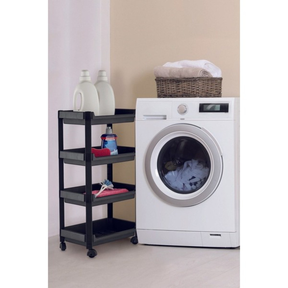 Ys House Tekerlekli Raf Ünitesi Siyah, Banyo Rafı, Mutfak Rafı, Servis Sehpası, Organizer 4'lü Eşya Saklama / Düzenleme Fiyatı
