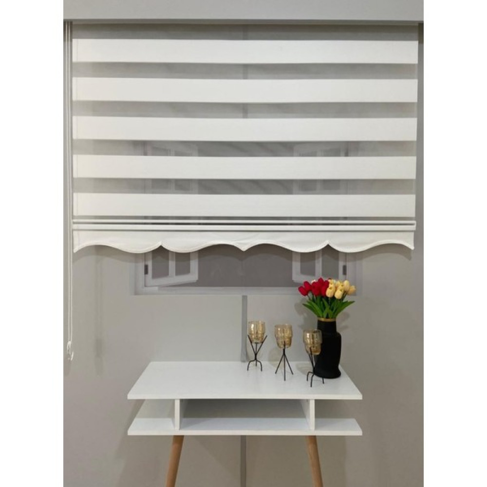 YS Perde Tasarım Modern Mikro Pliseli Zebra Stor Perde Alüminyum Kasalı Yüksek Kaliteli - Ekru - 80 x 260 cm Perde Fiyatı