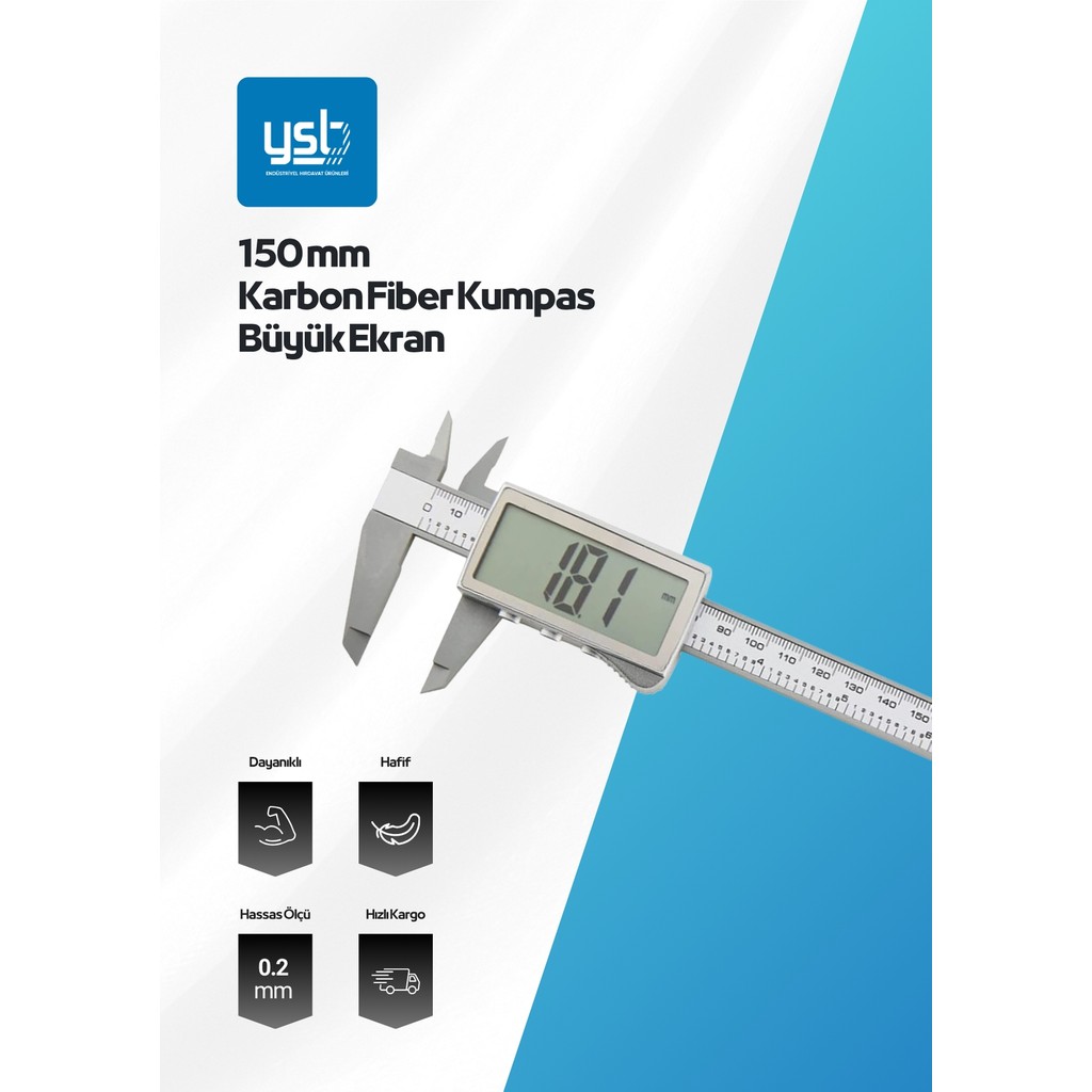 Ysb 150 mm Karbon Fiber Dijital Kumpas - Ultra Geniş LCD Ekran - (Pil + Yedek Pil Dahil) Diğer Fiyatı