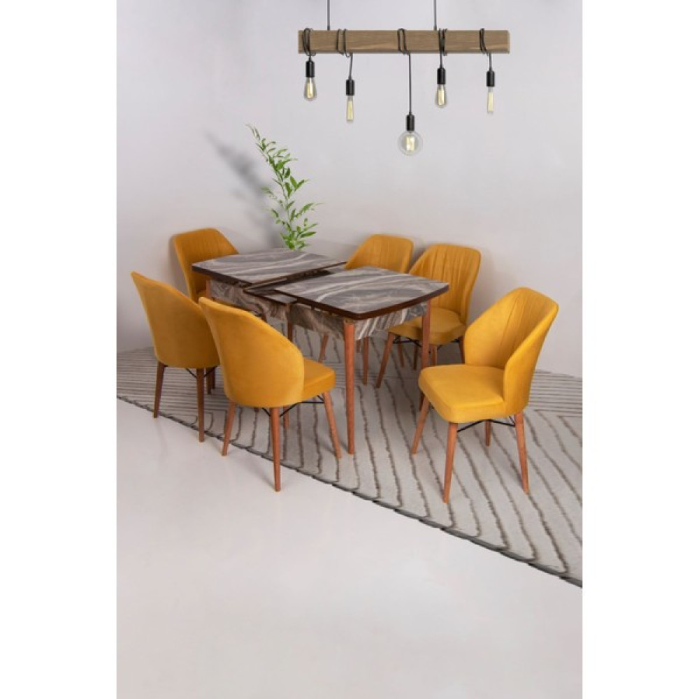 Ysf Woods 6'lı Sandalye Sadece Sandalye / Mutfak Sandalye Takımı-Sandalye Yemek Sandalye/lüks Sandalye - Sarı Masa - Sandalye & Tabure Fiyatı