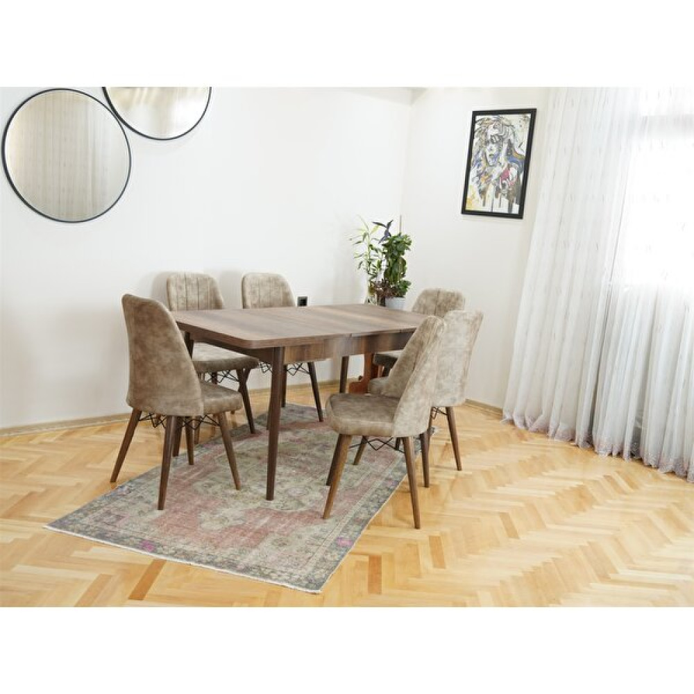 Ysf Woods Eko Model Mürekkep Serisi Masa 6'lı Sandalye Takımı / Mutfak Takımı / Yemektakımı - Cappuccino Masa - Sandalye Seti / Takımı Fiyatı