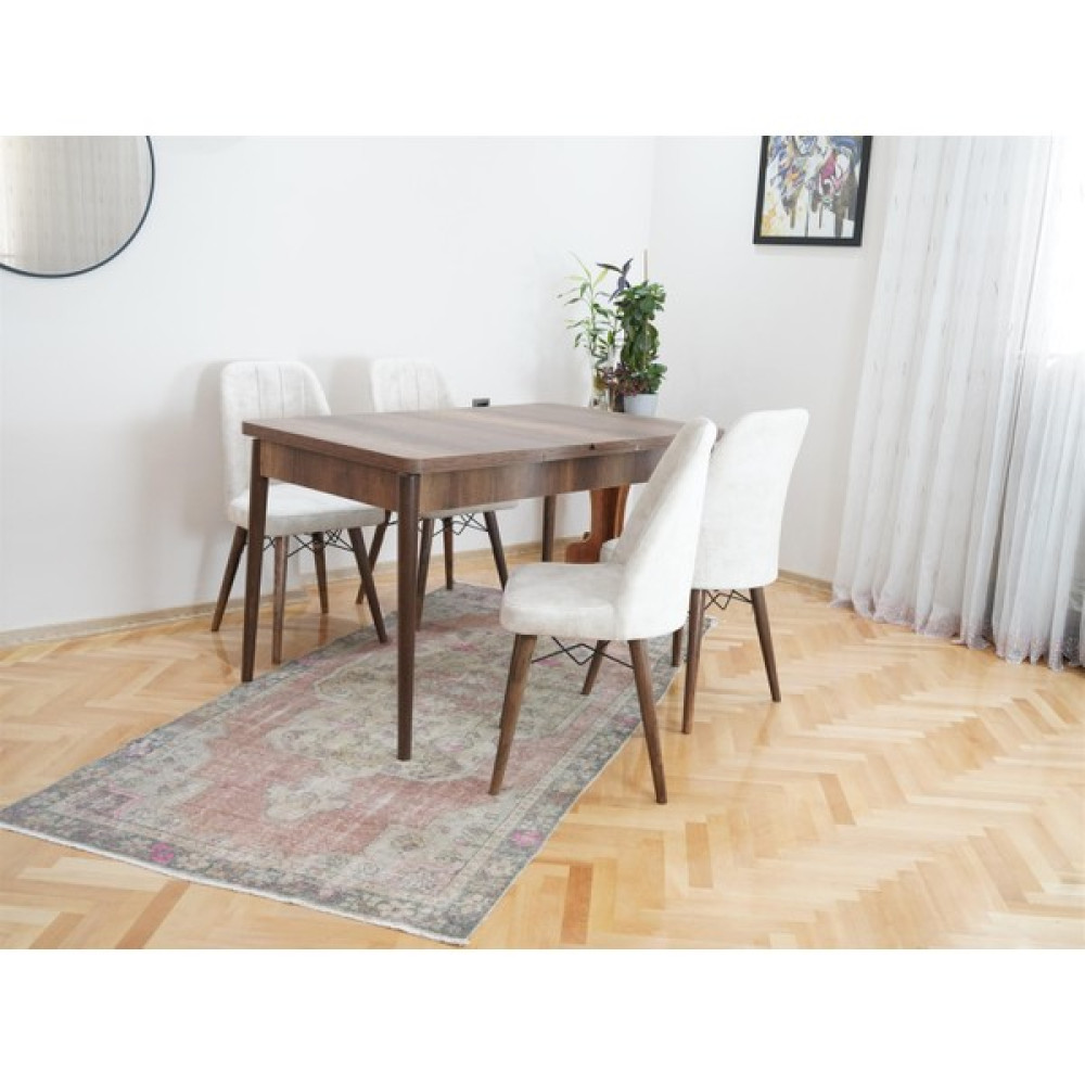 Ysf Woods Eko Model Mürekkep Serisi Masa Takımı/ 4 Sandalye 1 Masa /Mutfak Sandalye Takımı /Açılır Kapanır - Bej Masa - Sandalye Seti / Takımı Fiyatı