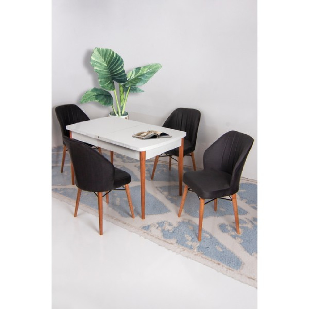 Ysf Woods Kartanesi Serisi 4'lü Mdf Masa Takımı /Yemek Masa Sandalye Takımı/Mutfak Sandalye Takımı/açılır Kapanır - Antrasit Masa - Sandalye Seti / Takımı Fiyatı