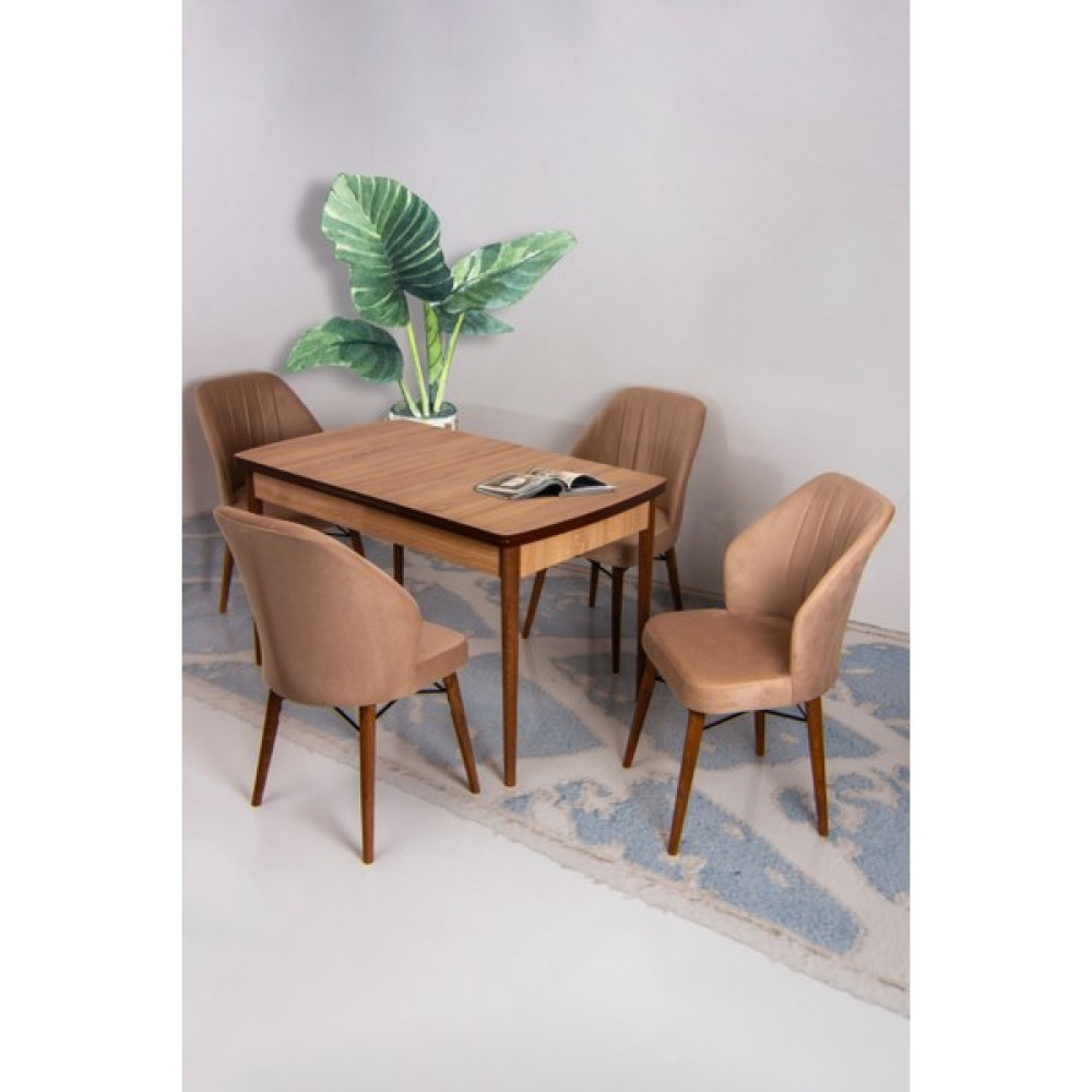 Ysf Woods Şans Serisi Mdf Masa Takımı/ 4 Sandalye 1 Masa /Mutfak Sandalye Takımı /Açılır Kapanır - Cappucino Masa - Sandalye Seti / Takımı Fiyatı
