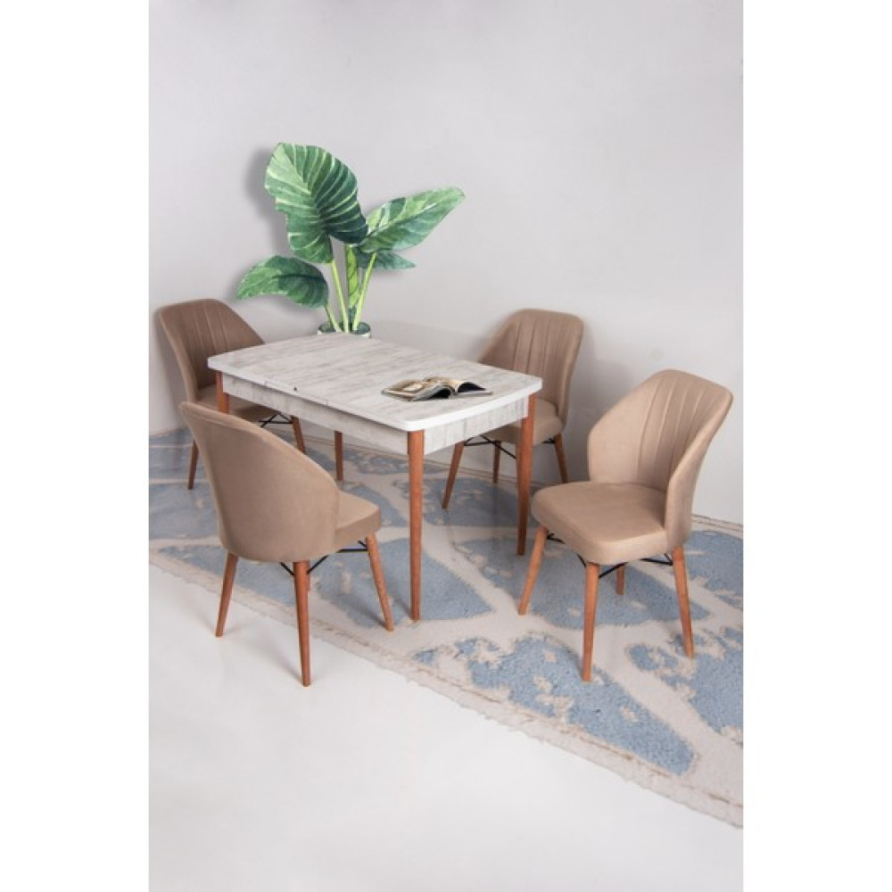 Ysf Woods Ysf Orman Ürünleri 6'lı Sandalye ve Masa Takımı Mdf Açılır-Kapanır Mutfak Sandalye Takımı - Cappuccino Masa - Sandalye Seti / Takımı Fiyatı