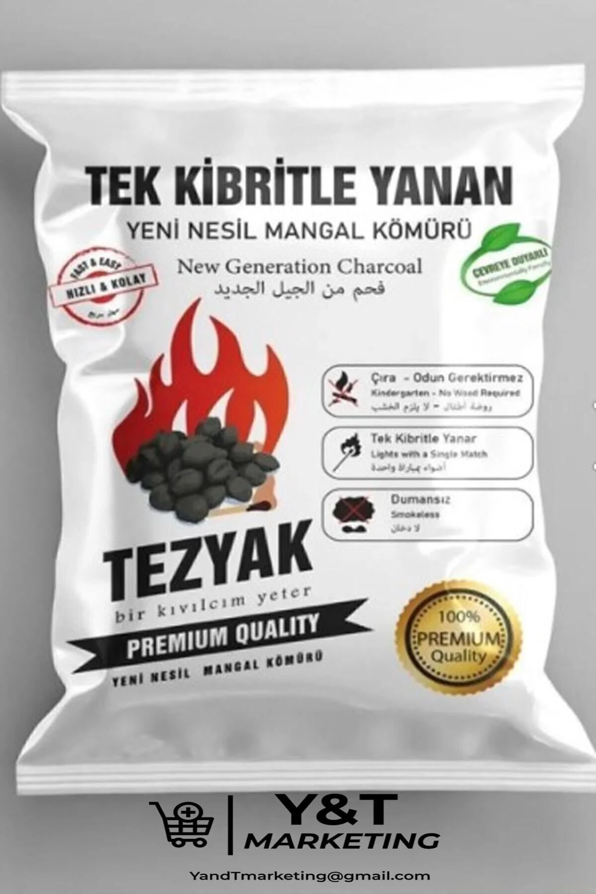 YT MARKETING Tezyak Tek Kibritle Yanan Yeni Nesil Mangal Kömürü Tezyak Duman Is Kokuya Son Çevre Dostu 2 Kg" Diğer Fiyatı