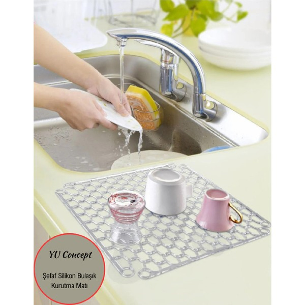 Yu Concept Şefaf Silikon Bulaşık Kurutma Matı, Buzdolabı ve Buzluk Halısı 32X32 cm Pratik Mutfak Gereçleri Fiyatı