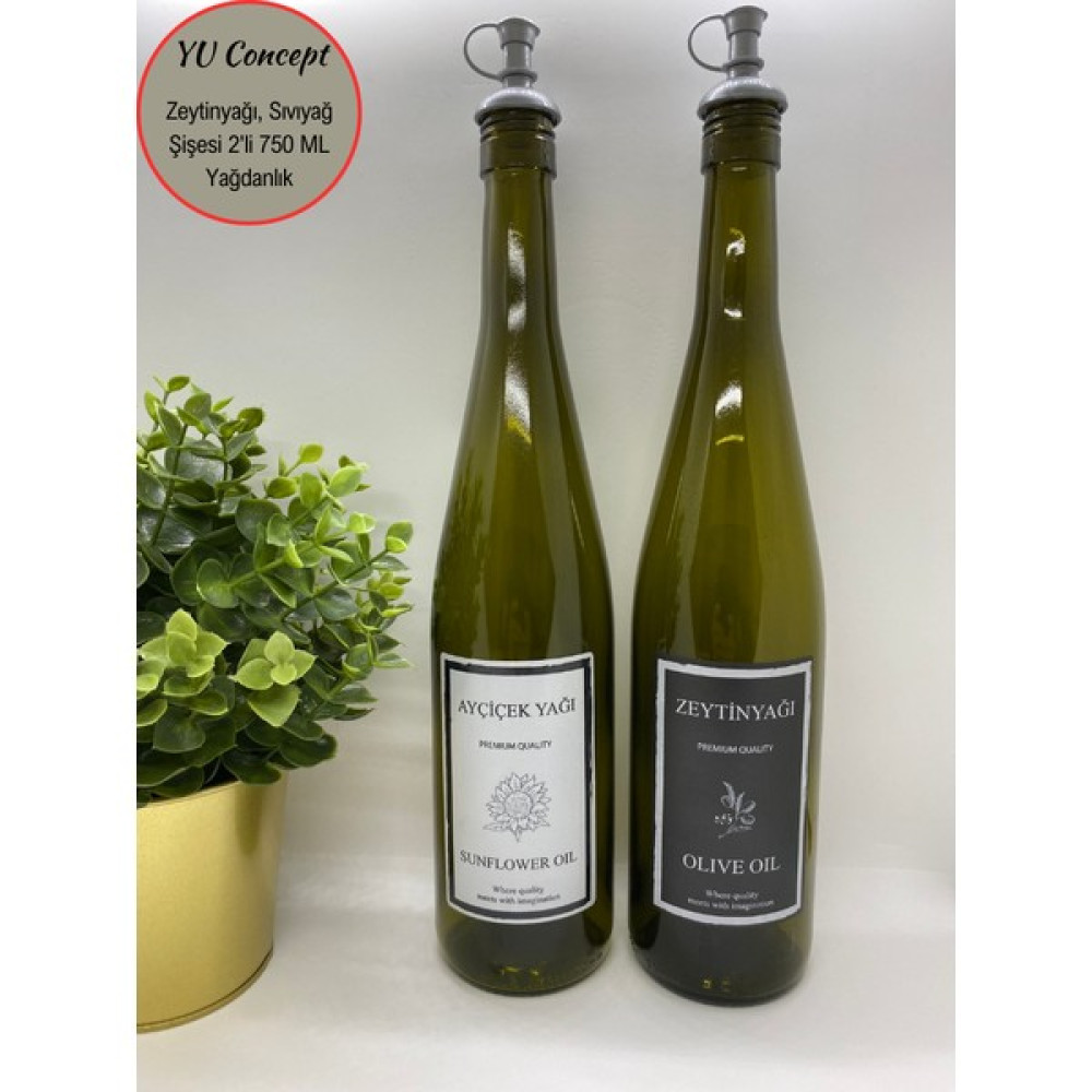 Yu Concept Sıvıyağ ve Zeytinyağı Şişesi 2'li 750 ml Yeşil Renk Mutfak Gereçleri Fiyatı