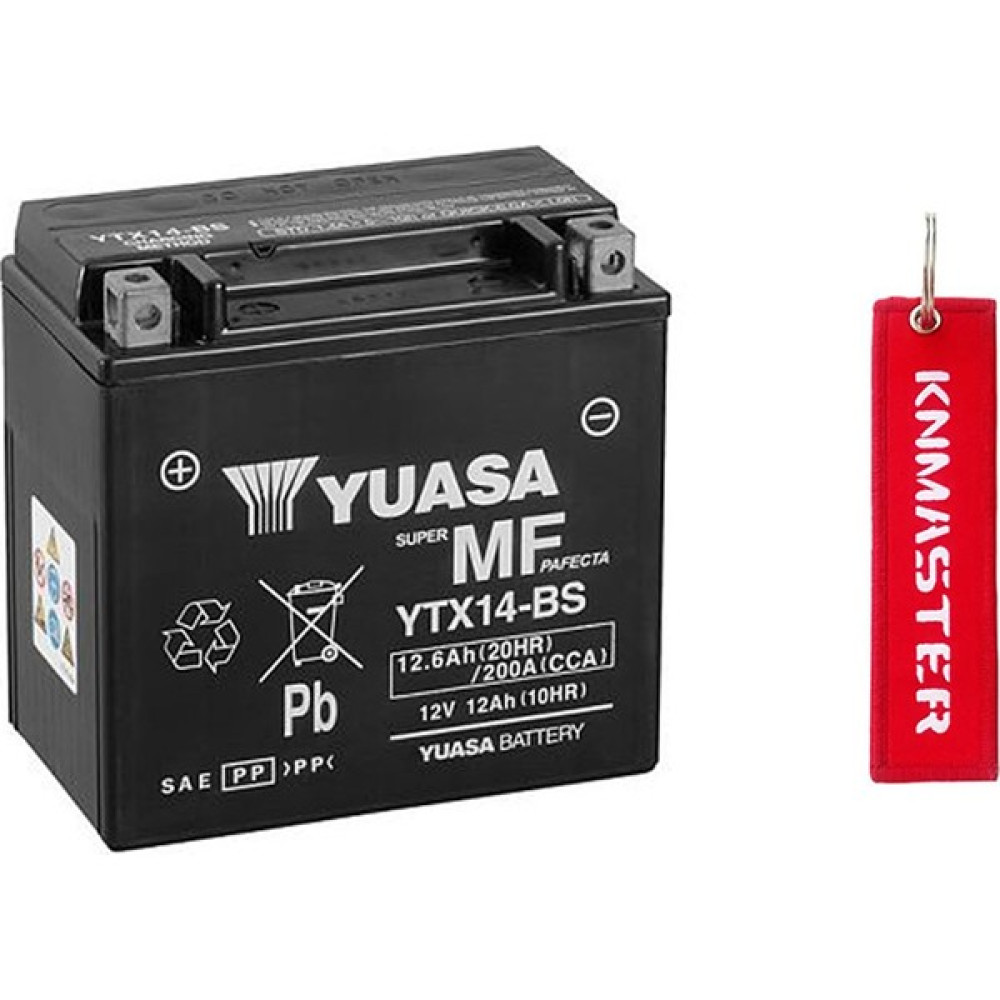 Yuasa YTX14-BS Motosiklet Aküsü + Knmaster Anahtarlık Akü Fiyatı