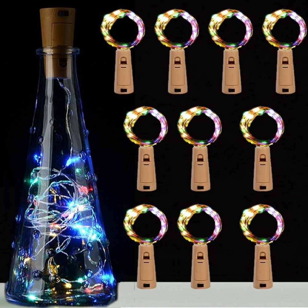 Yubbox 10 Adet Mantar Tıpalı Peri LED 2 Metre Şişe LED Dekoratif LED Süs Dekor Piller Dahil-Su Geçirmez - 2 m - RGB Led Aydınlatmalar Fiyatı