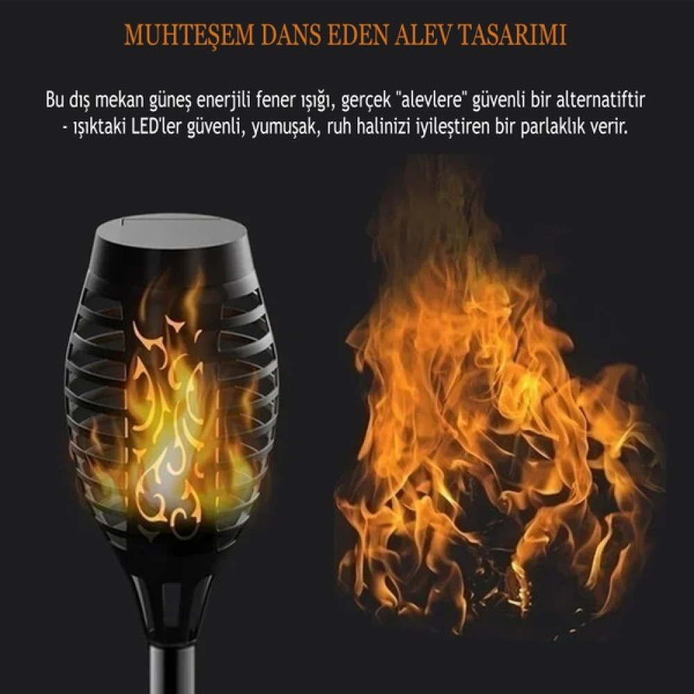 Yubbox Modern Alev Efektli Güneş Enerjili Su Geçirmez Solar Bahçe Lambası Sokak Lambası Çim Lambası Tasarımlı Sarı Işıklı Dış Mekan & Bahçe Oyuncakları Fiyatı