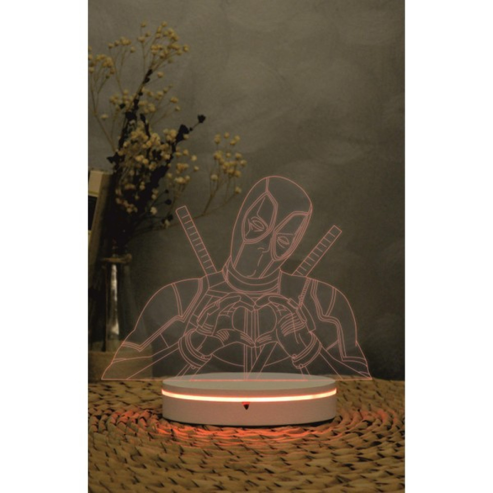 Yubi Design Deadpool , Marvel - 3 Boyutlu Led Lamba 16 Renk Dekoratif Anime Gece Lambası 3d Elektrik ve Aydınlatma Fiyatı