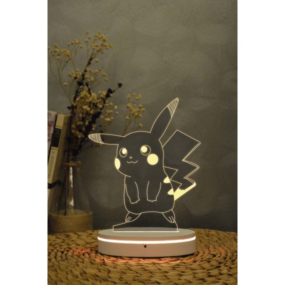 Yubi Design Pikachu , Pokemon - 3 Boyutlu 16 Renk Dekoratif Gece Lambası 3d Elektrik ve Aydınlatma Fiyatı