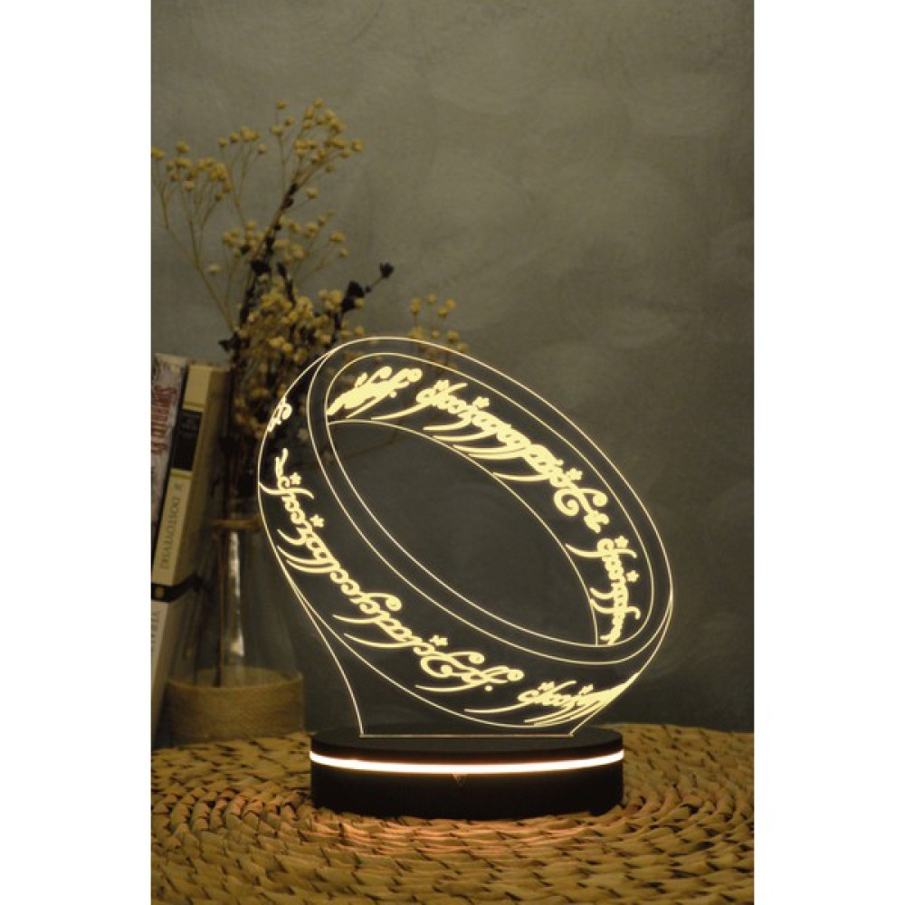 Yubi Design Ring, Lord Of The Rings - 3 Boyutlu 16 Renk Dekoratif Gece Lambası 3D - Siyah Gece Lambası Fiyatı
