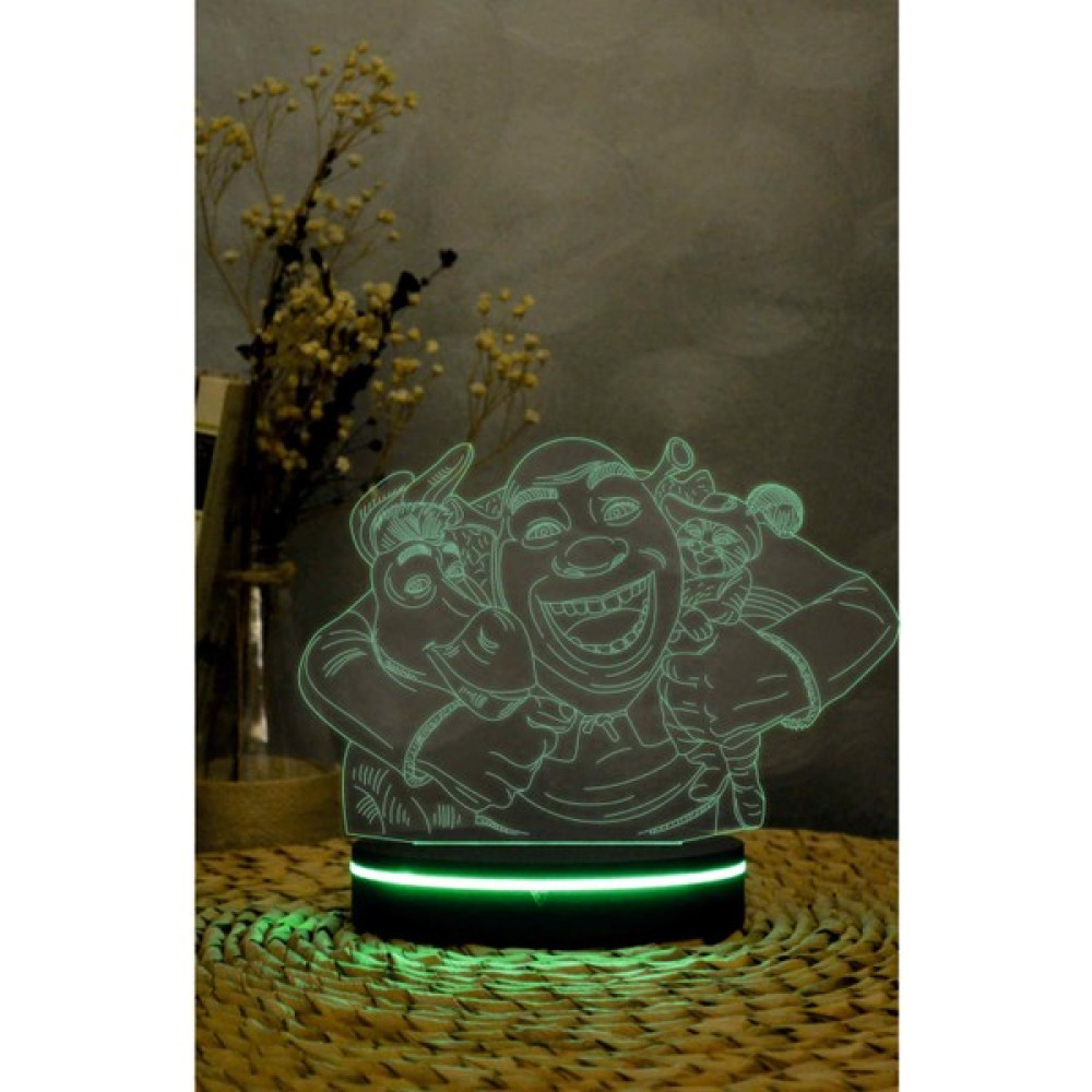 Yubi Design Shrek , Eşek , Çizmeli Kedi - 3 Boyutlu Led Lamba 16 Renk Dekoratif Anime Gece Lambası 3d Elektrik ve Aydınlatma Fiyatı
