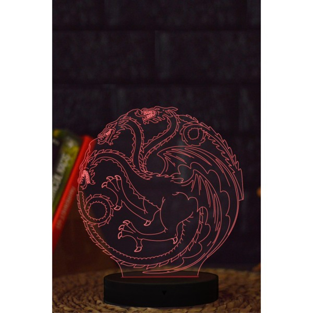 Yubi Design Targaryen , Game Of Thrones - 3 Boyutlu 16 Renk Dekoratif Gece Lambası 3D - Siyah Gece Lambası Fiyatı