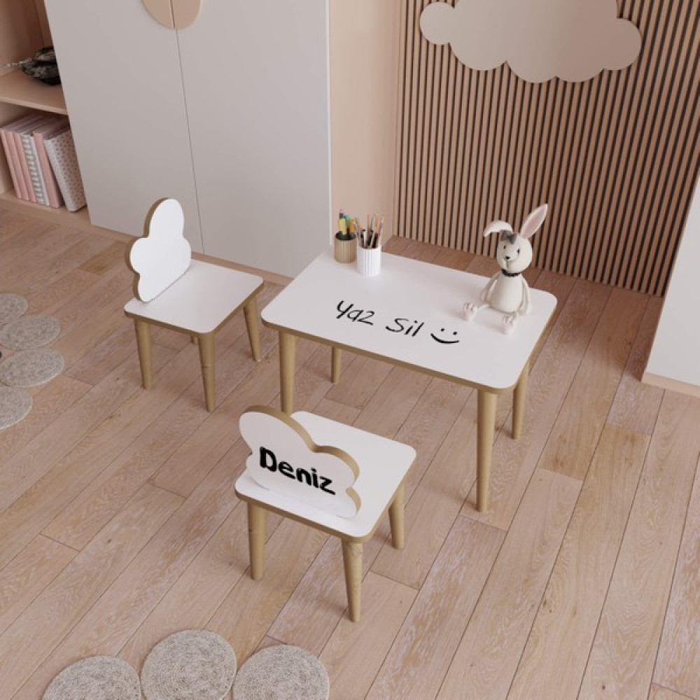 Yüceer Home Çocuk Aktivite Masa ve Çift Sandalye Yaz Sil Oyun Etkinlik Çalışma Masası Montessori 1 Masa 2 Sandalye - Beyaz Bebek Odası Tekstili Fiyatı
