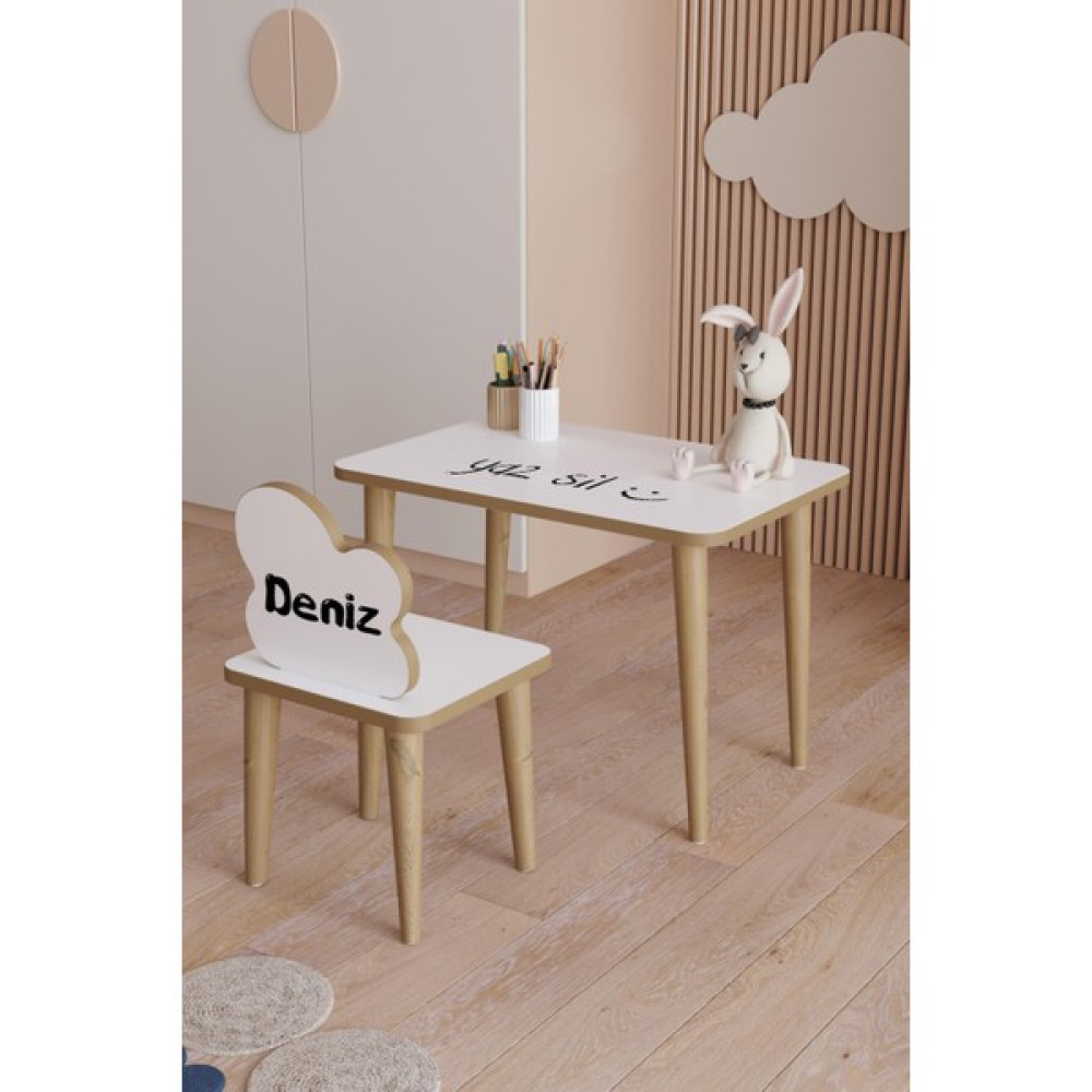 Yüceer Home Çocuk Masa Sandalye Yaz Sil Oyun Etkinlik Çalışma Masası Aktivite Masası Montessori - Beyaz - Masa ve Sandalye Bebek-Çocuk Odası Fiyatı