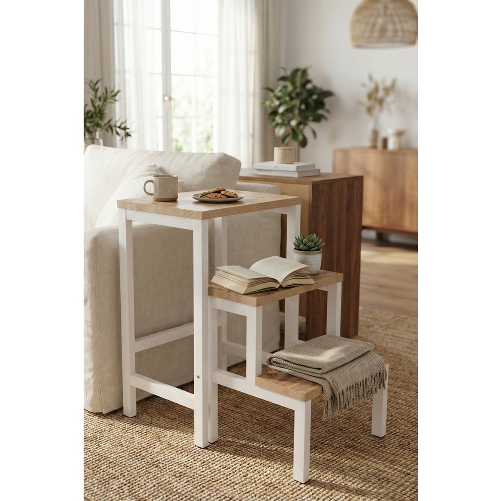 Yüceer Home Katlanabilir Zigon Sehpa Çok Amaçlı Tabure Merdiven - Atlantik Çam Yan Sehpa Fiyatı