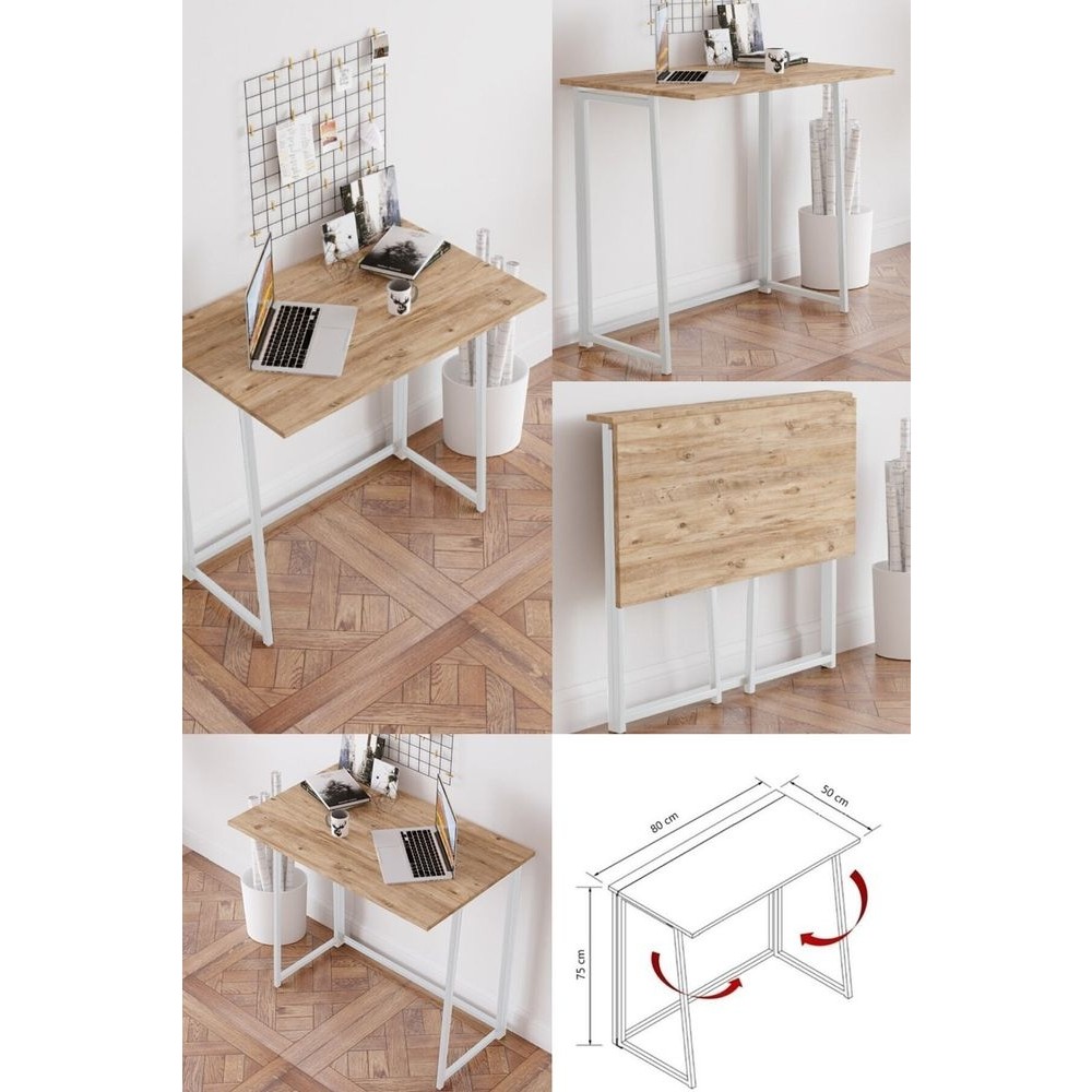 Yüceer Home Workpro Katlanır Çalışma Masası Katlanabilir Pratik Çalışma Masası Bilgisayar Masası Çizim Masası - 50x80 - Atlantik Çam Bilgisayar Masası Fiyatı