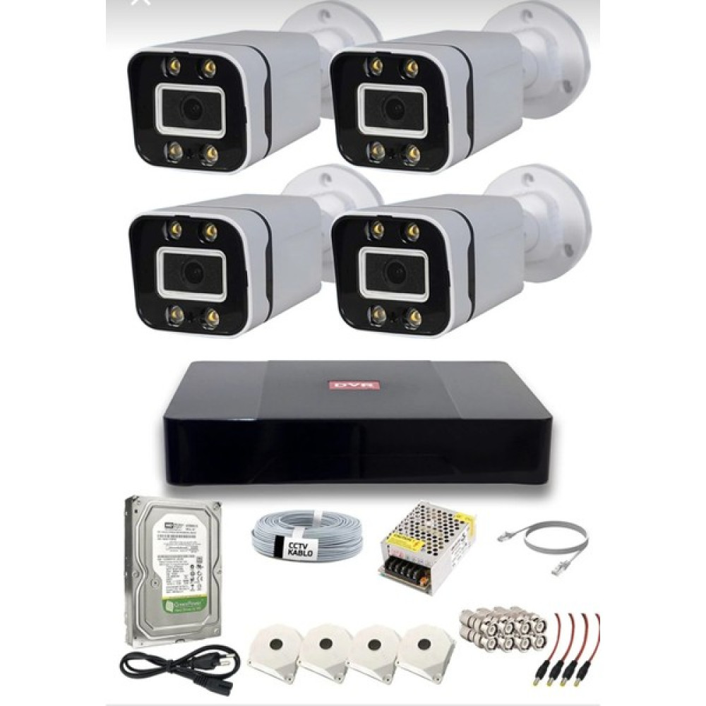 Yücelbey26 4 Kameralı Set 5 Mp Sony Lensli 5 Mp Gürüntü 4 Atom LED Full Hd Kamera Gece Görüşlü Otomatik Sensörlü Yüksek Çözümlü Hareket Sansürlü Gü... Güvenlik Kameraları Fiyatı