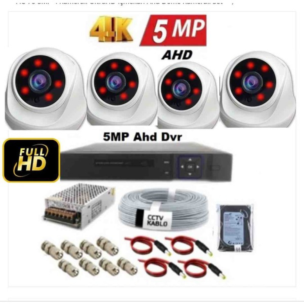 Yücelbey26 4 Kameralı Set Gece Görüşlü Otomatik Sensörlü Cepte İzleme Yüksek Çözümlü Yüz Tanımalı Hareket Sansürlü 5 Megapiksel Full Hd Kamera Net ... Güvenlik Sistemleri Adaptör Fiyatı