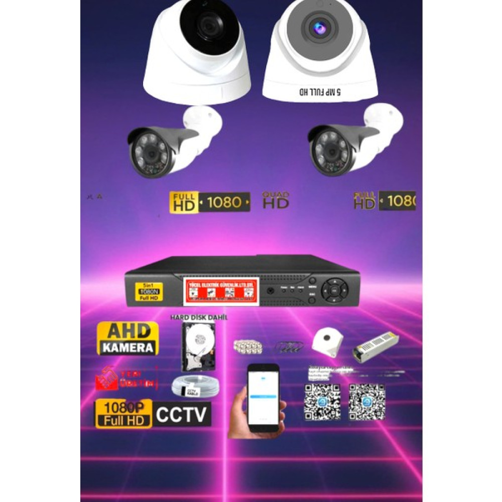 Yücelbey26 4 LÜ SET 5 MP SONY LENS 6 ATOM LED GECE GÖRÜŞ MESAFESI RENKLI HD  OTOMATİK SENSÖRLÜ Güvenlik Kameraları Fiyatı