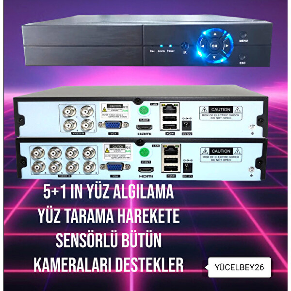 Yücelbey26 8 Kanal Dvr Güvenlik Kamera Kayıt Cihazı Full Hd 1080N Güvenlik Sistemi Kayıt Cihazı Fiyatı
