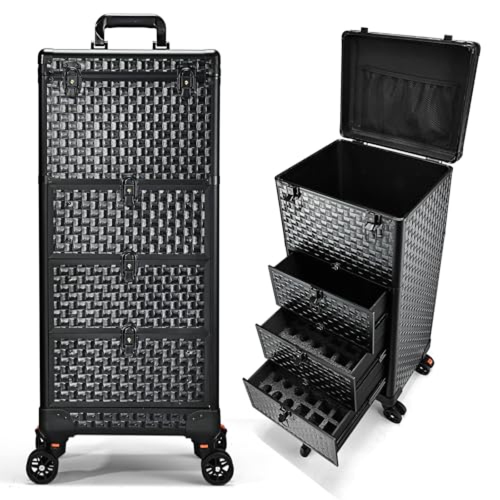 Yueieoun Salon Cart with 3 Drawers, Professional Trolley Cart for Beauty Salon, Rolling Train Case Makeup Organizer Case for Nail Tech, Face Painting, Hairstylist, Makeup Artist, with Lockable Wheels Makeup Bag Fiyatı