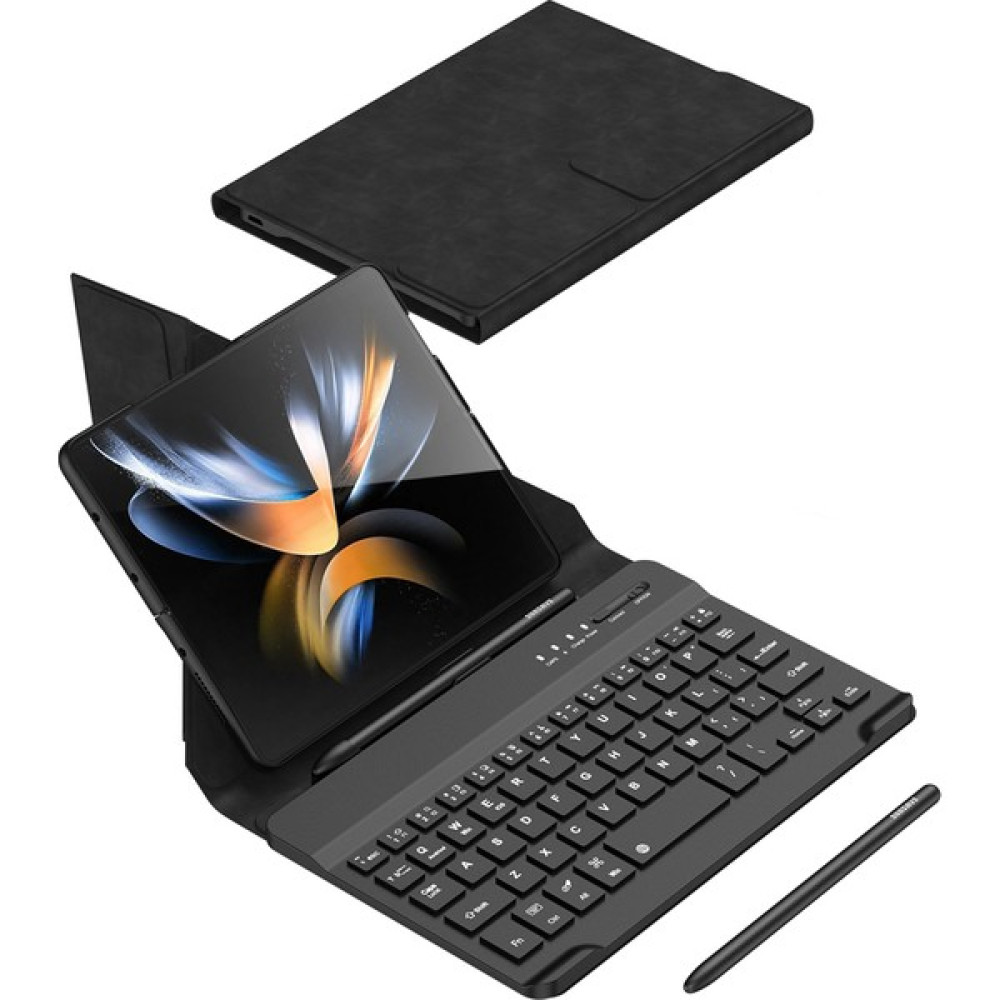 Yuem Galaxy Z Fold 4 Kılıf Standlı Klavyeli Kalem Bölmeli Kıpta Klavyeli Kılıf - Siyah Tablet Kılıfı Fiyatı