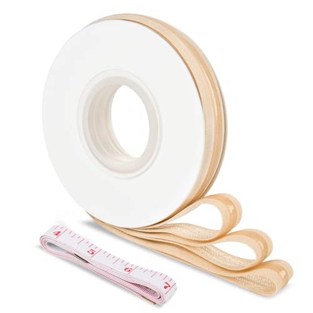 Yuhangilx Silicone Gripper Tape for Clothing,5 Yard per Roll,5/8 Inch Width,Non-Slip Stretchy Silicone Elastic Tape,for DIY Garment Accessory & Hairbow,Multi Colors(Nude)